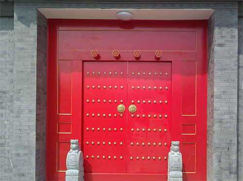 铁西中国传统四合院系列朱红色中式木制大门木作
